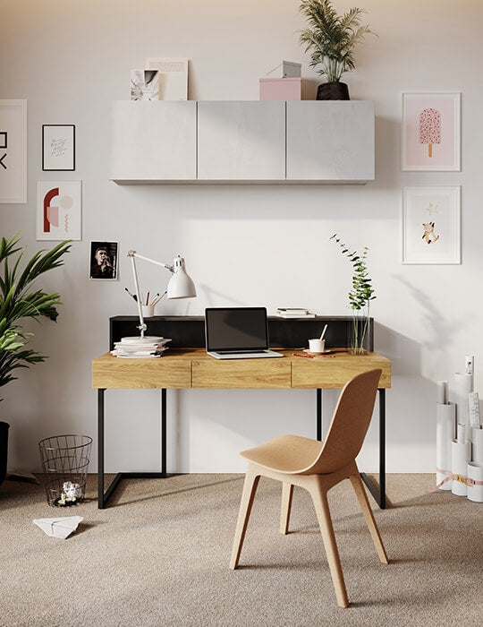 Étagère de bureau suspendue, en bois pour enfants et jeunes, Teen Flex TF05 Large, Noir, L150xW22xH19 cm