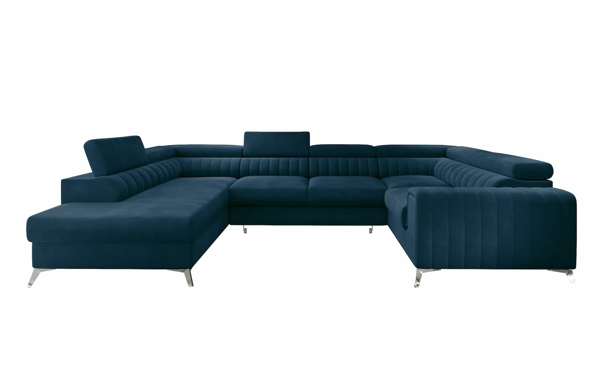 Coltar Extensibil Louisette Plus Bleumarin cu Lada de Depozitare, Sezlong pe Stanga, Tetiere Reglabile, l340xA202xH72-92 cm (2)