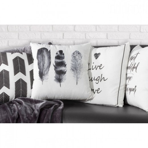 Taie d'oreiller Blanc Anis / Noir, 40 x 40 cm