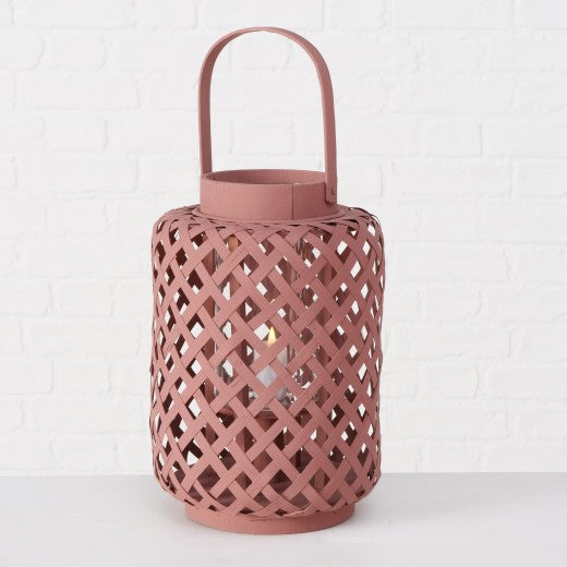 Lanterne décorative en bambou Colonnes roses, Modèles assortis, Ø20xH30 cm