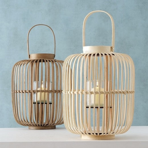 Lanterne décorative en bambou pour bougie Silas Natural, Modèles Assortis, Ø36xH43 cm