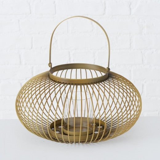 Lanterne décorative en métal et verre Gisella Doré, Ø30xH18 cm