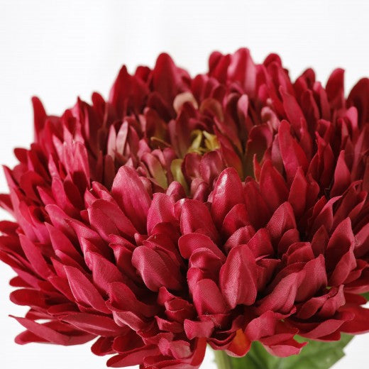 Fil fleur artificielle Chrysanthèmes Rouge foncé / Vert, H75 cm