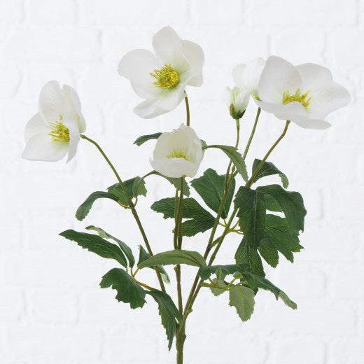 Fil fleur artificielle Helleborus Blanc / Vert, H38 cm