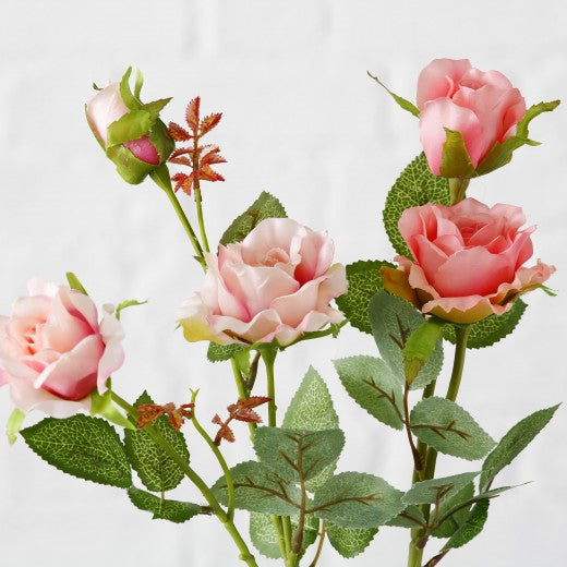 Fil de fleurs artificielles Mini Rose Rose / Vert, Modèles Assortis, H60 cm