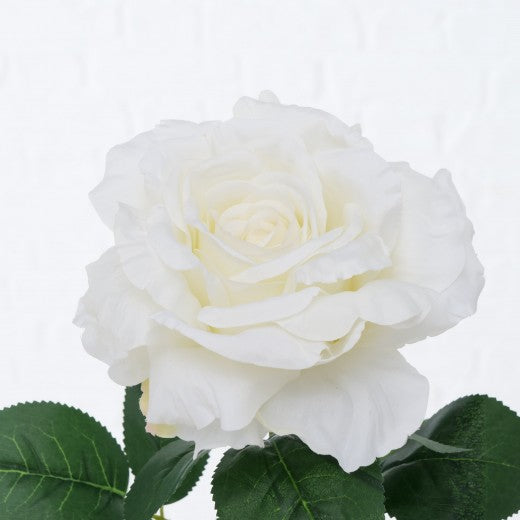 Fil de fleur artificiel Rose Blanc / Vert, H78 cm