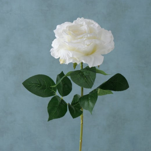 Fil de fleur artificiel Rose Blanc / Vert, H78 cm