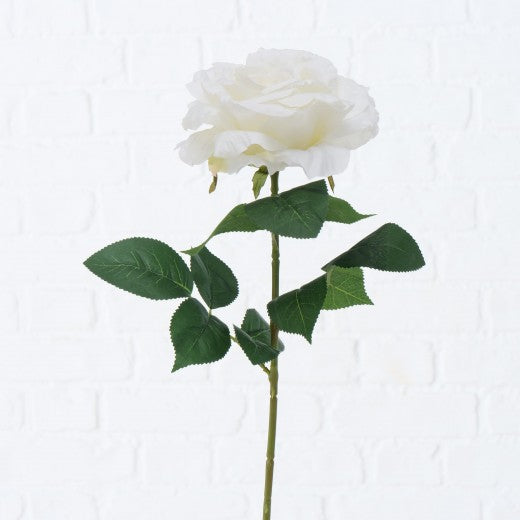 Fil de fleur artificiel Rose Blanc / Vert, H78 cm