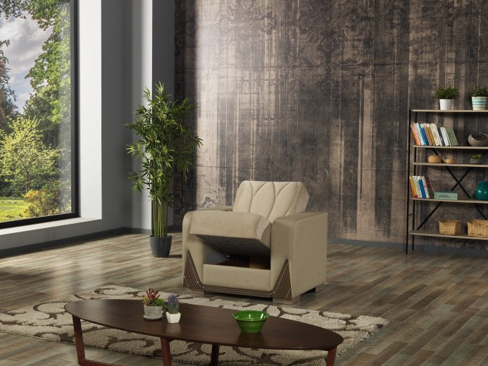 Fauteuil extensible rembourré en tissu Bugatti Cream, l94xA80xH90 cm