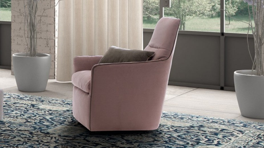 Fauteuil fixe tapissé de tissu, Bangkok Rose, l70xA80xH96 cm
