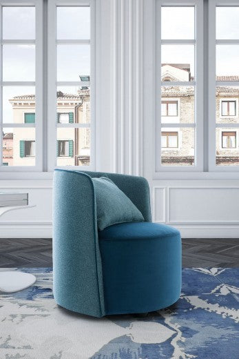 Fauteuil fixe tapissé de tissu, Isabel Bleu, l70xA66xH70 cm