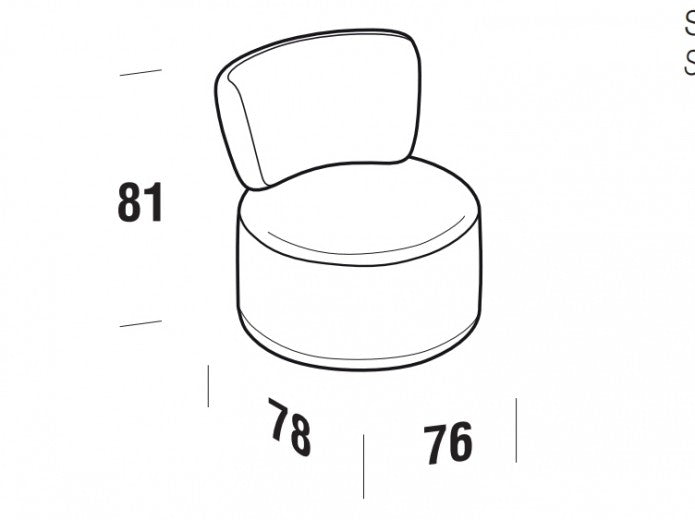 Fauteuil fixe tapissé de tissu, Tania Rouge, l76xA78xH81 cm