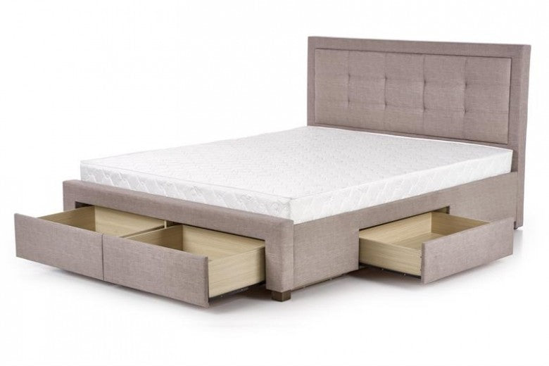 Lit recouvert de tissu Evora Beige