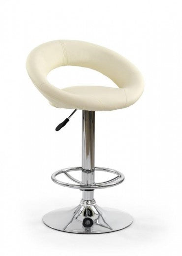 Tabouret de bar rembourré en éco-cuir, avec pied en métal H-15 Crème, l54xA46xH80-102 cm