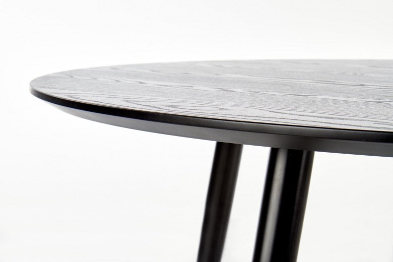 Table en MDF et métal Embos Noir / Or, Ø120xH75 cm
