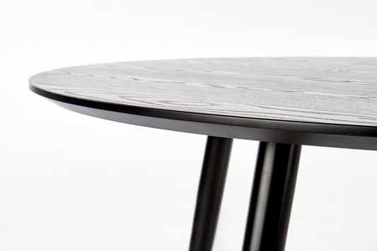 Table en MDF et métal Embos Noir / Or, Ø120xH75 cm