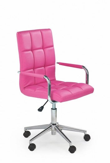 Chaise de bureau pour enfants, recouverte de cuir écologique Gonzo 2 Rose, l53xA60xH98-110 cm
