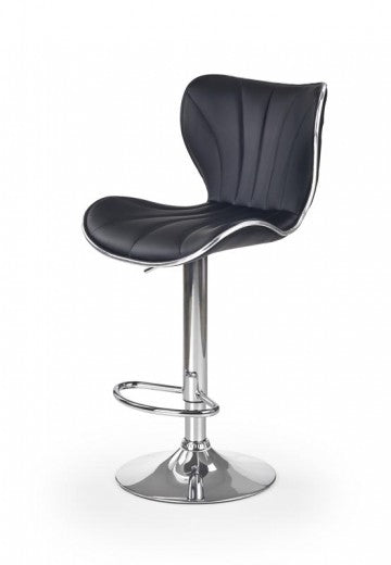 Tabouret de bar rembourré en éco-cuir, avec pied en métal H-69 Noir, l48xA55xH91-111 cm