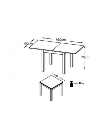 Table extensible en aggloméré et MDF Gracjan Alin / Blanc, L80-160xl80xH76 cm