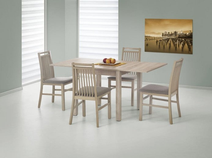 Chaise en bois de hêtre, tapissée de tissu Hubert 9 Chêne Sonoma, l45xA51xH90 cm