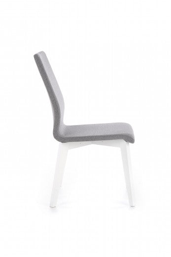 Chaise rembourrée en tissu, avec pieds en bois Focus Gris / Blanc, l45xA61xH94 cm