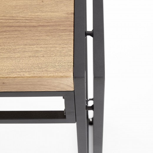 Ensemble table MDF et métal + 6 chaises Bolivar Chêne Doré / Noir, L140xl80xH75 cm