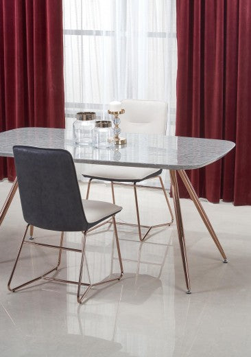 Table en MDF, placage et métal Barcano Gris/Or, L160xl90xH77 cm