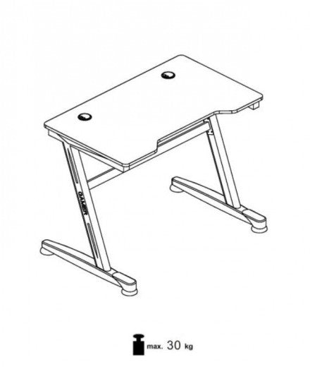 Table de bureau en MDF et métal B-40 Noir / Rouge, L100xl60xH74 cm