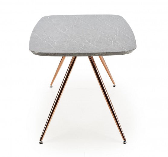 Table en MDF, placage et métal Barcano Gris/Or, L160xl90xH77 cm