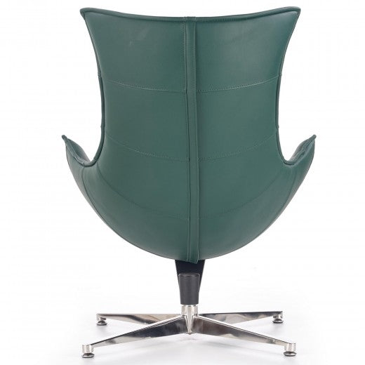 Fauteuil pivotant rembourré avec éco-cuir et pied en métal Luxor Vert foncé, l86xA94xH96 cm