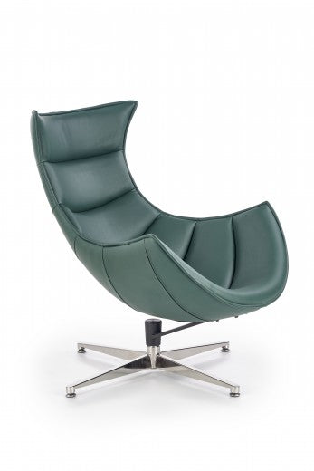 Fauteuil pivotant rembourré avec éco-cuir et pied en métal Luxor Vert foncé, l86xA94xH96 cm
