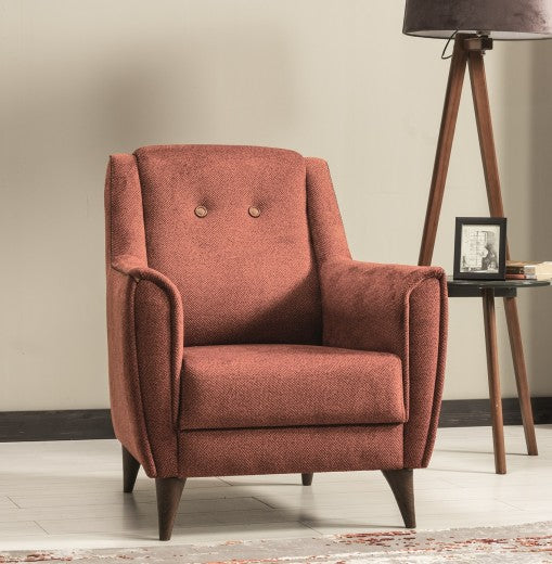 Fauteuil fixe rembourré en tissu Marla Orange K1, l84xA86xH98 cm