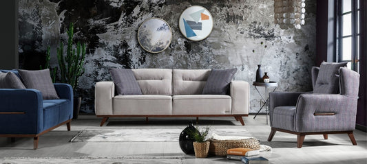 Fauteuil fixe rembourré en tissu Oslo Gris K2, l88xA88xH96 cm