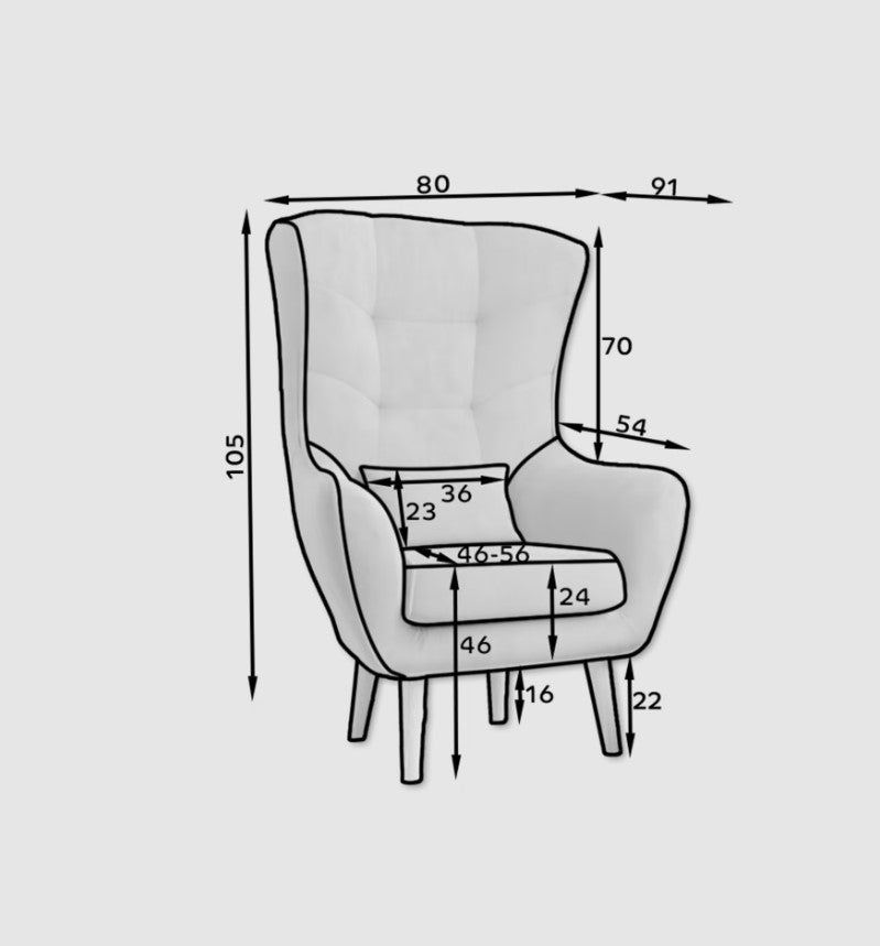 Fotoliu fix tapitat cu stofa si picioare din lemn, Artiso Velvet, l80xA91xH105 cm (10)