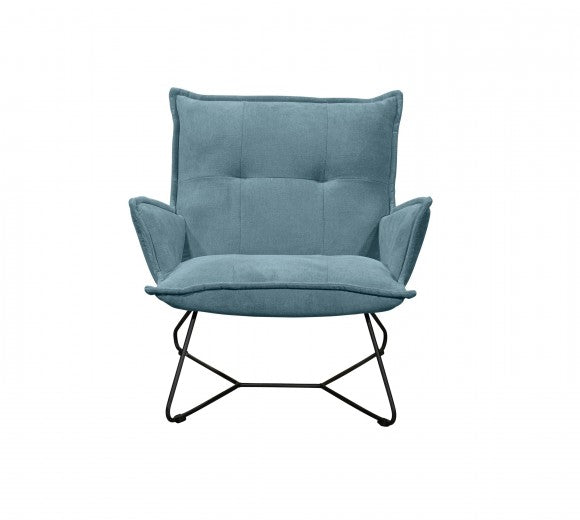 Fauteuil fixe tapissé de tissu et pieds en métal, Victorio 2 Bleu, l82xA86xH76 cm