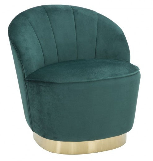 Fauteuil fixe rembourré en tissu Sopy Velvet Vert foncé / Or, l67xA71xH70 cm