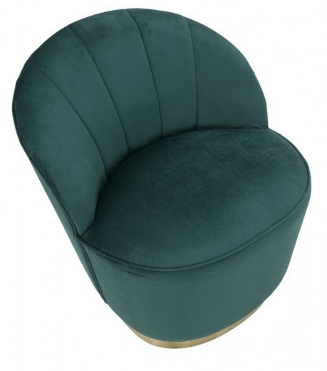 Fauteuil fixe rembourré en tissu Sopy Velvet Vert foncé / Or, l67xA71xH70 cm