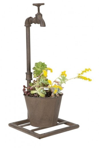 Pot décoratif avec support en métal Singo Brun, l19xA15xH48 cm
