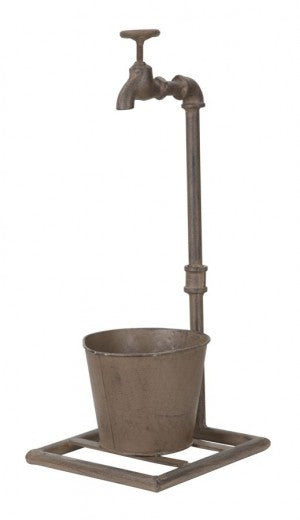 Pot décoratif avec support en métal Singo Brun, l19xA15xH48 cm