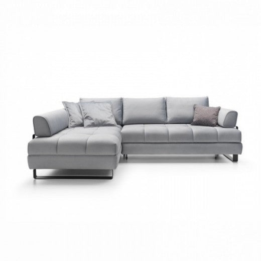 Coin extensible avec coffre de rangement, avec bain de soleil à gauche, recouvert de tissu Havana Bleu, l272xA173xH72 cm
