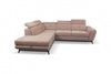 Canapé d'angle extensible avec coffre de rangement, avec bain de soleil à gauche, recouvert de tissu fermé Sergio Salmon, l274xA231xH82 cm