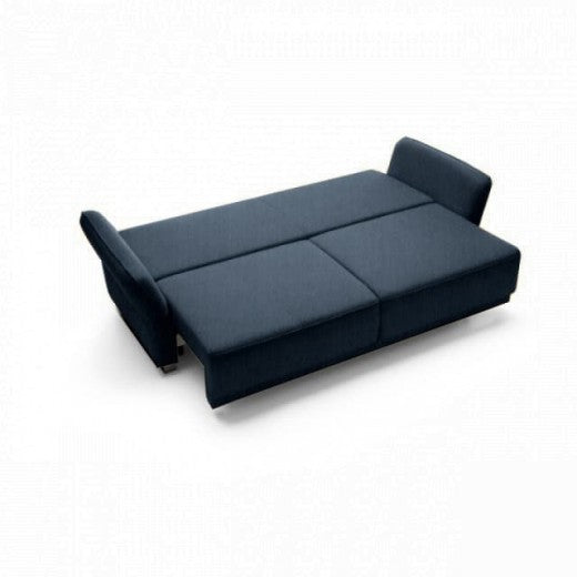 Canapé extensible avec coffre de rangement, tapissé de tissu, 3 places Loretto Bleumarin, l270xA100xH80 cm