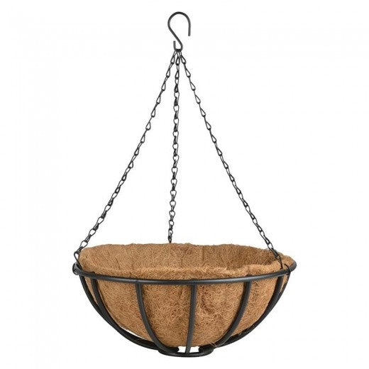Pot suspendu en métal et fibres de coco, Big Basket Noir, Ø35,9xH15,1 cm