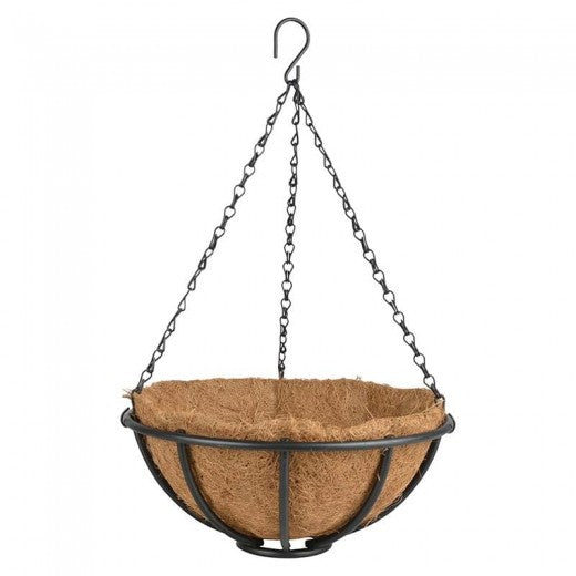 Pot suspendu en métal et fibres de coco, Medium Basket Noir, Ø30,5xH13 cm