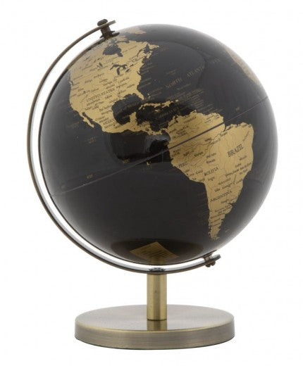 Mapamond Small Globe en plastique et métal en laiton, Ø13xH17 cm