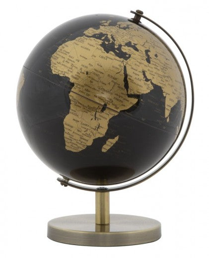 Mapamond Small Globe en plastique et métal en laiton, Ø13xH17 cm