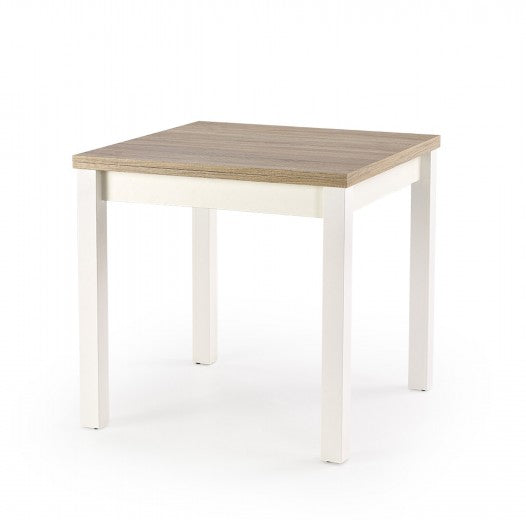 Table extensible en aggloméré et MDF Gracjan Sonoma Chêne / Blanc, L80-160xl80xH76 cm