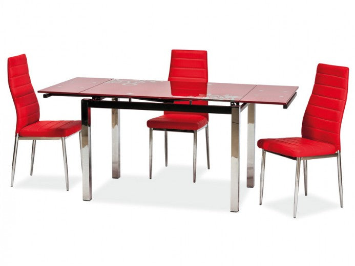 Chaise rembourrée en cuir écologique, avec pieds en métal H-261 Rouge, l40xA38xH96 cm