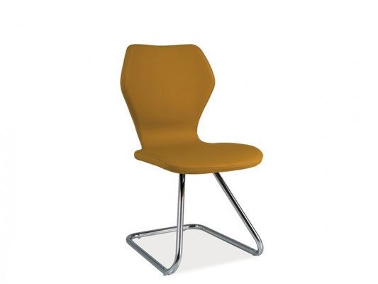 Chaise rembourrée en cuir écologique, avec pieds en métal H-677 Moutarde, l47xA43xH87 cm