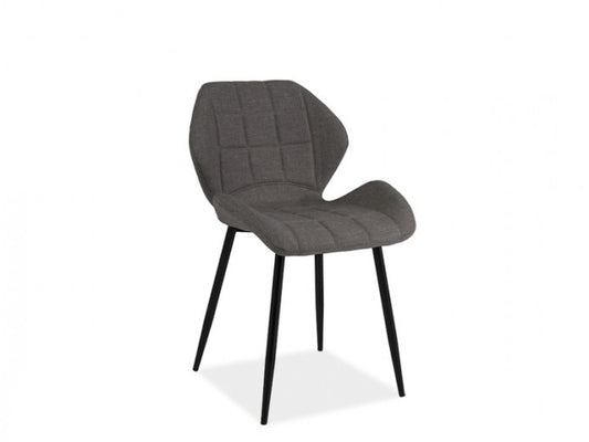 Chaise rembourrée en tissu avec pieds en métal Hals Gris Foncé / Noir, l51xA39xH81 cm